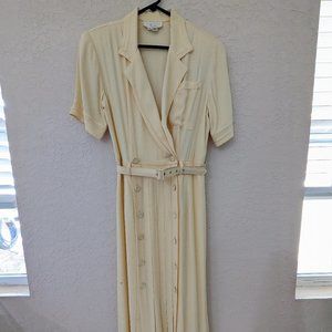 Cache Vintage Pleated Layered Collared Dress with Buttons Belt Size 10 USA Made